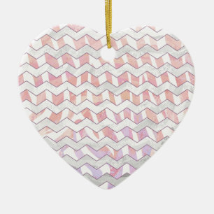 Zebra Pink und Weiß Zickzack Keramik Ornament