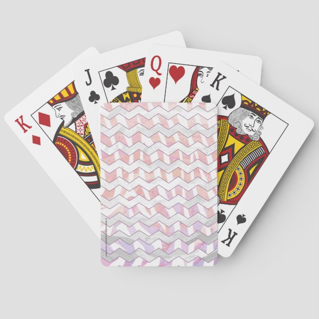 Zebra Pink und Weiß Zickzack Spielkarten (Rückseite)