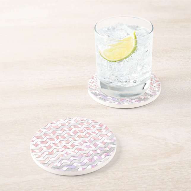 Zebra Pink und Weiß Zickzack Untersetzer (Seite)