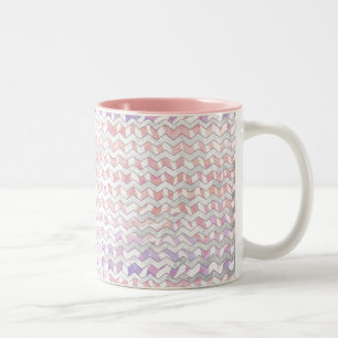 Zebra Pink und Weiß Zickzack Zweifarbige Tasse