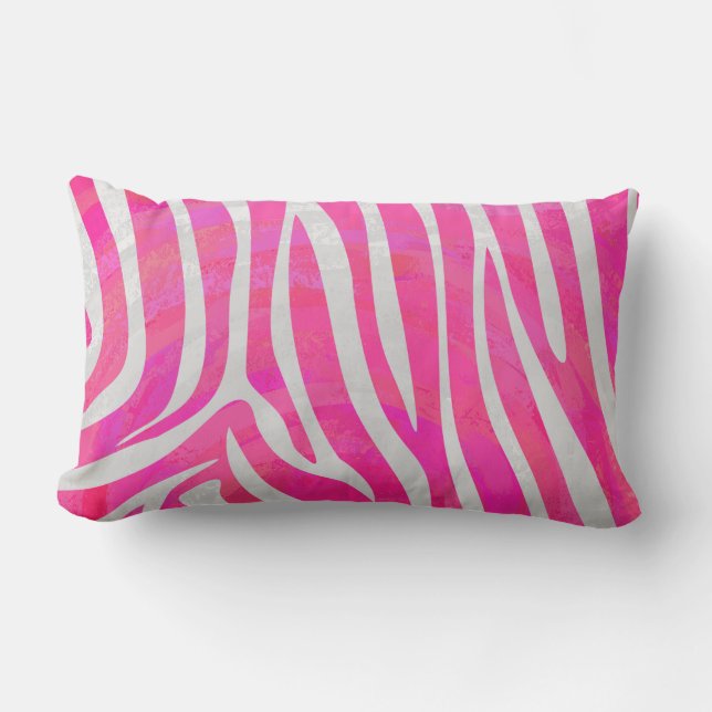Zebra-Pink-und weißerdruck Lendenkissen (Vorderseite)