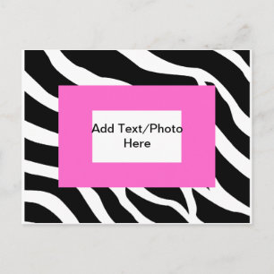 Zebra Pink White Template Postkarte