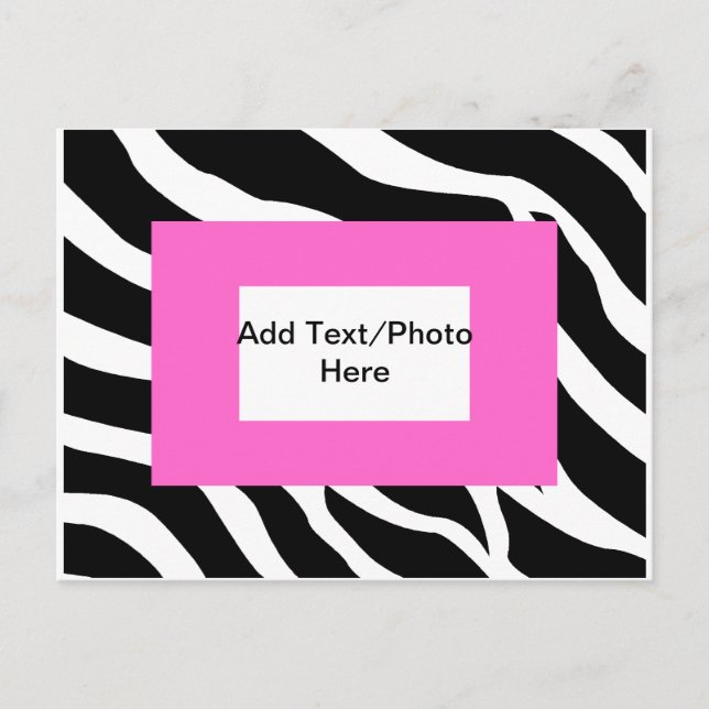 Zebra Pink White Template Postkarte (Vorderseite)