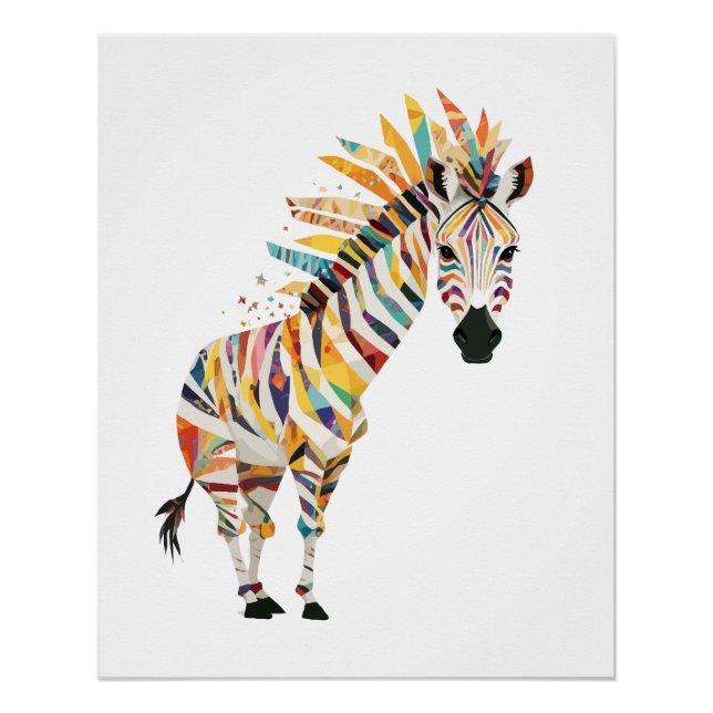 Zebra Playful Adorable Fun Tier farbenfroh Joyful Poster (Vorderseite)