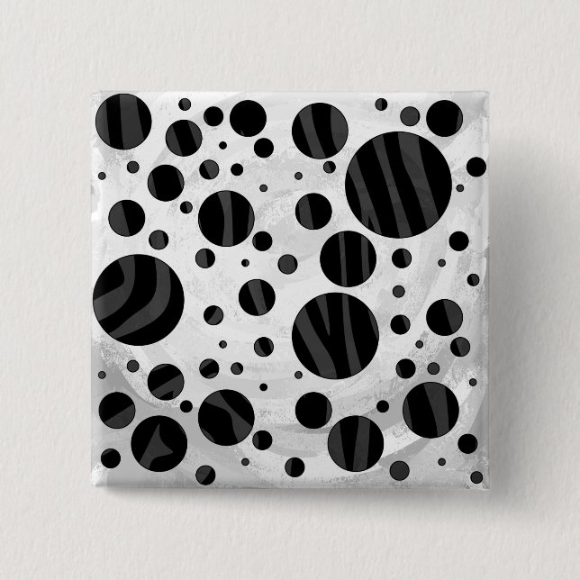 Zebra Polka Dot Black and Gray Print Button (Vorderseite)