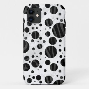 Zebra Polka Dot Black and Gray Print iPhone 11 Hülle