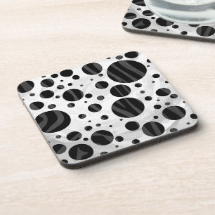 Zebra Polka Dot Black and Gray Print Getränkeuntersetzer