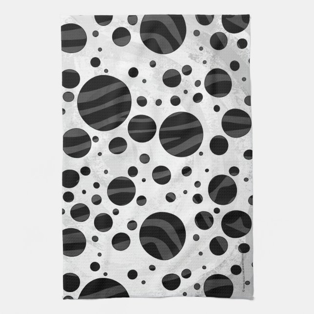 Zebra Polka Dot Black and Gray Print Handtuch (Vertikal)