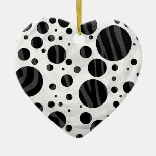 Zebra Polka Dot Black and Gray Print Keramikornament