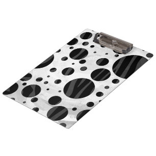 Zebra Polka Dot Black and Gray Print Klemmbrett