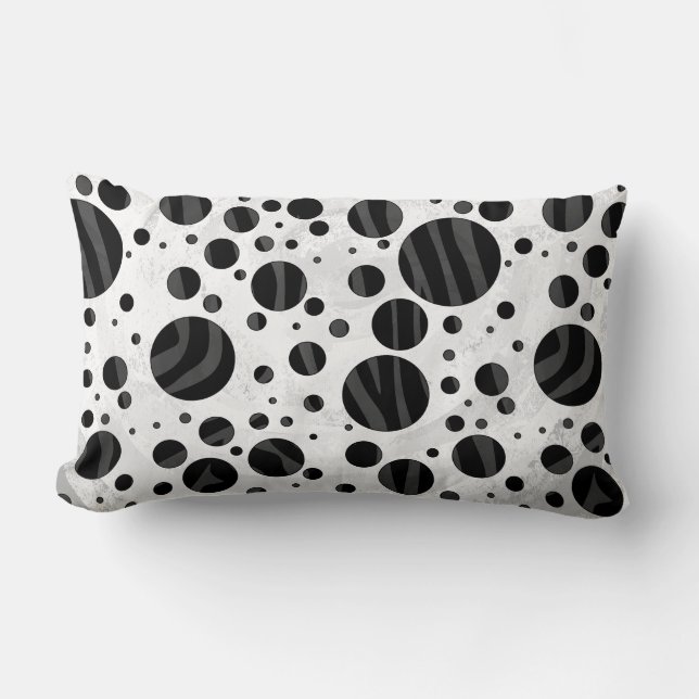 Zebra Polka Dot Black and Gray Print Lendenkissen (Vorderseite)