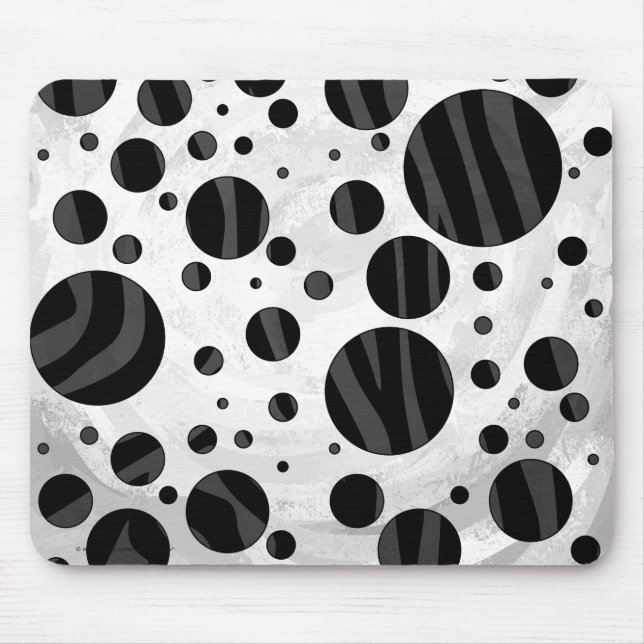 Zebra Polka Dot Black and Gray Print Mousepad (Vorne)
