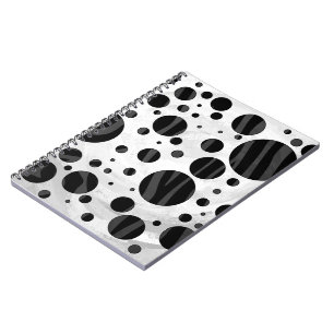 Zebra Polka Dot Black and Gray Print Notizblock