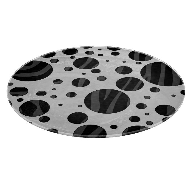 Zebra Polka Dot Black and Gray Print Schneidebrett (Ecke)