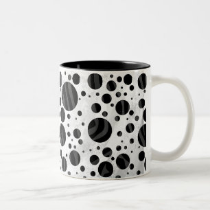 Zebra Polka Dot Black and Gray Print Zweifarbige Tasse