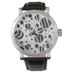 Zebra Polka Dot Black und Light Gray Armbanduhr