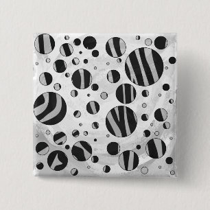 Zebra Polka Dot Black und Light Gray Button