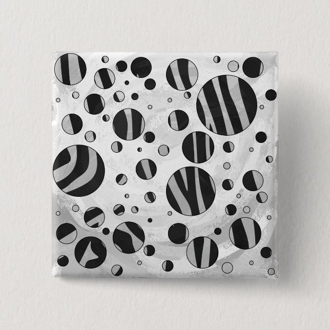 Zebra Polka Dot Black und Light Gray Button (Vorderseite)
