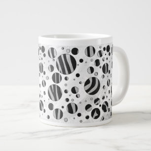 Zebra Polka Dot Black und Light Gray Jumbo-Tasse
