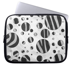 Zebra Polka Dot Black und Light Gray Laptopschutzhülle