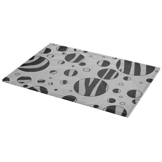Zebra Polka Dot Black und Light Gray Schneidebrett (Ecke)
