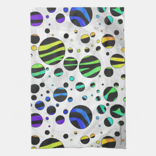 Zebra Polka Dot Black und Rainbow Print Handtuch