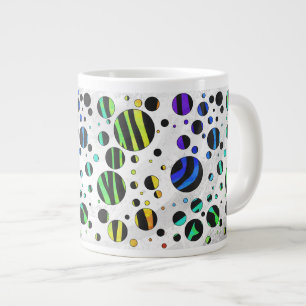 Zebra Polka Dot Black und Rainbow Print Jumbo-Tasse