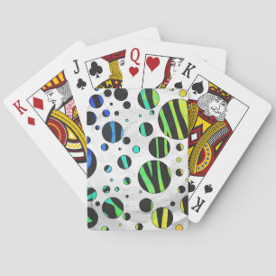 Zebra Polka Dot Black und Rainbow Print Spielkarten