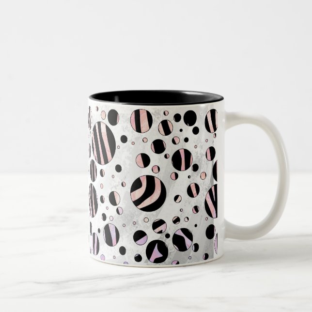 Zebra Polka Dots Zweifarbige Tasse (Rechts)