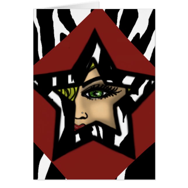 Zebra-Pop Stern-Karte (Vorne)