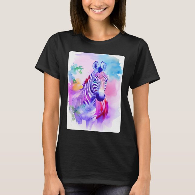 Zebra Portrait Animal Safari Wildlife Illustration T-Shirt (Vorderseite)