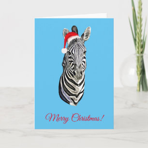 Zebra Portrait Malerei Weihnachtsmann Karte