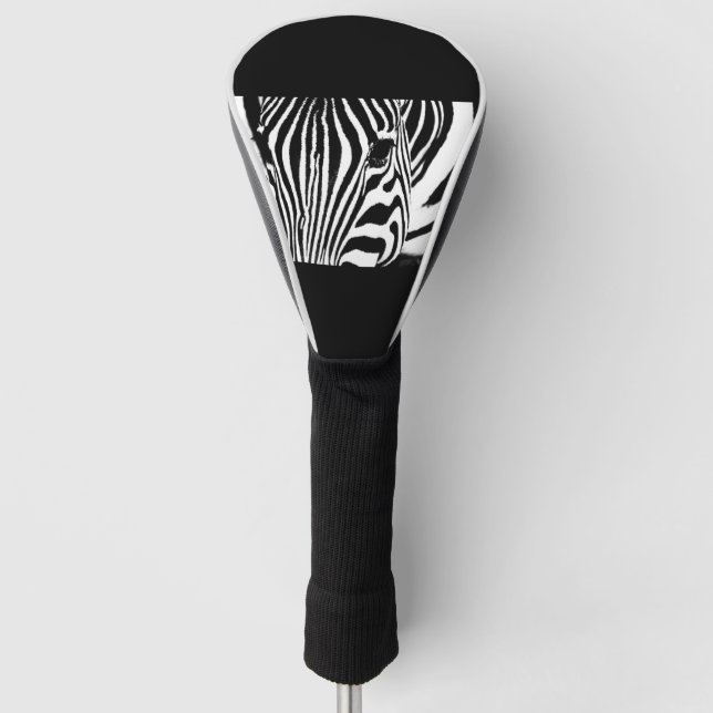 Zebra-Portrait schwarz-weiß Golf Headcover (Vorderseite)