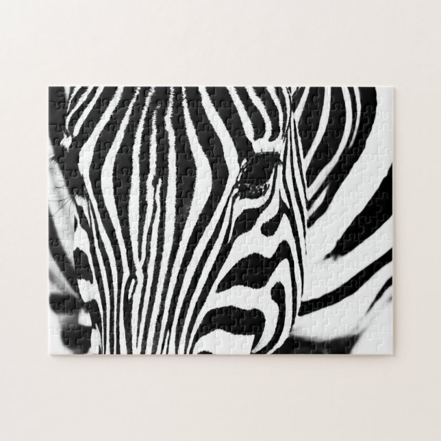 Zebra portrait Schwarzweiß-Foto Puzzle (Horizontal)