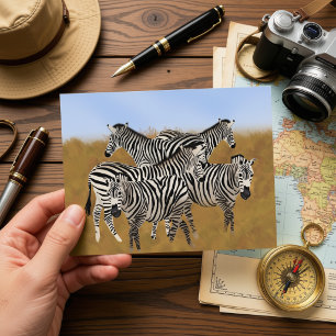 Zebra-Postkarte   Afrikanische Wildtiersafari Postkarte