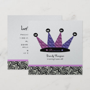 Zebra-Princess-Kronen-Party Einladungen