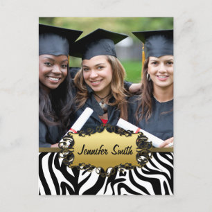 Zebra Print Abschluss Grad Ankündigung Postkarte