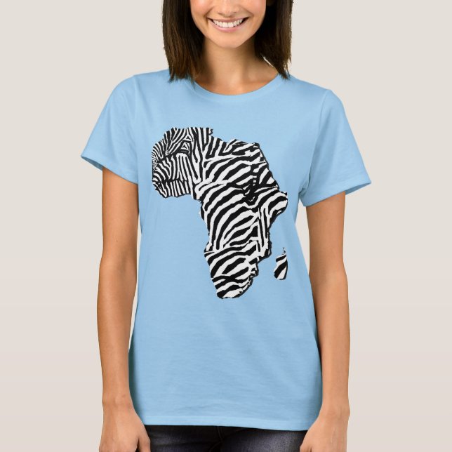 Zebra Print African Safari Afrika Karte T-Shirt (Vorderseite)
