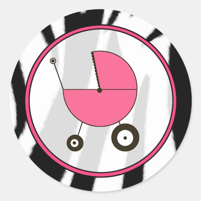 Zebra Print and Pink Baby Carriage Sticker (Vorderseite)