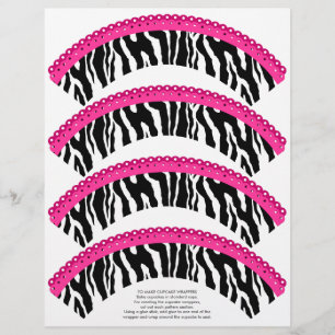 Zebra Print and Pink Lace Cupcake Wrappers