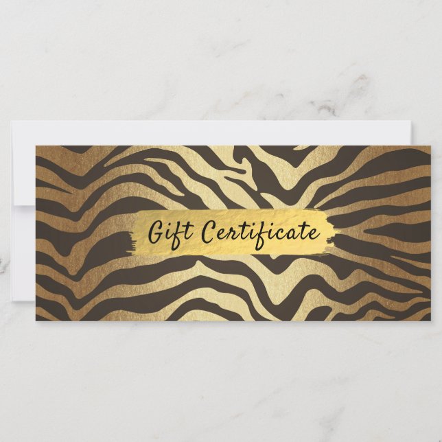 Zebra Print Animal Skin Gold Foil Geschenkgutschei (Vorderseite)