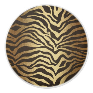Zebra Print Animal Skin Print Modern Glam Gold Keramikknauf