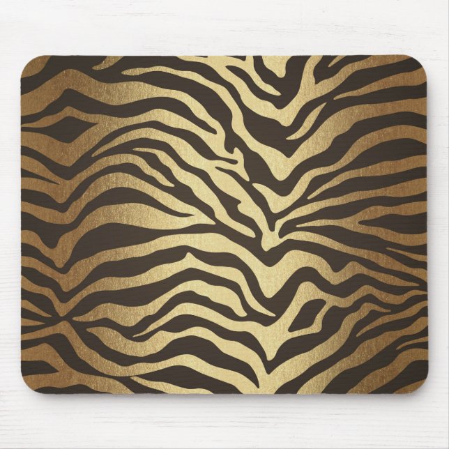 Zebra Print Animal Skin Print Modern Glam Gold Mousepad (Vorne)