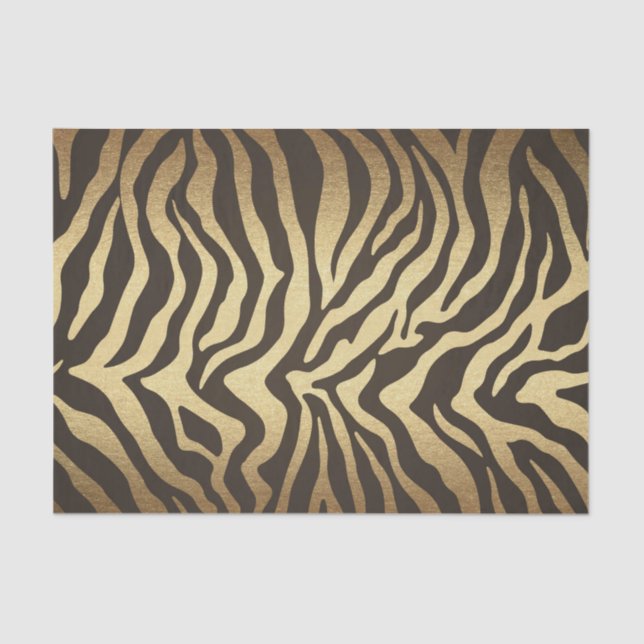 Zebra Print Animal Skins Gold Glam Chic Seidenpapier (Vorderseite)