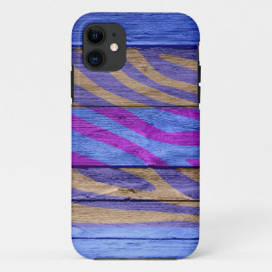 Zebra Print auf Holz #15 iPhone 11 Hülle