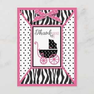 Zebra Print & Baby Carriage Vielen Dank Postkarte