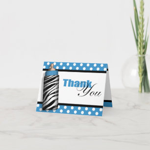 Zebra Print Baby Flasche Blau Danke Karten