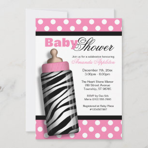Zebra Print Baby Flasche Pink Baby Dusche Einladung