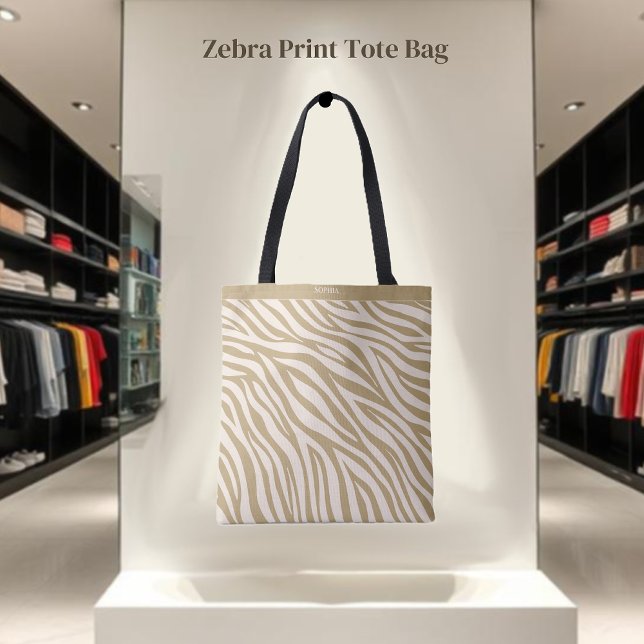 Zebra Print-Beige- (Zebra Print-Beige- Tote Bag )