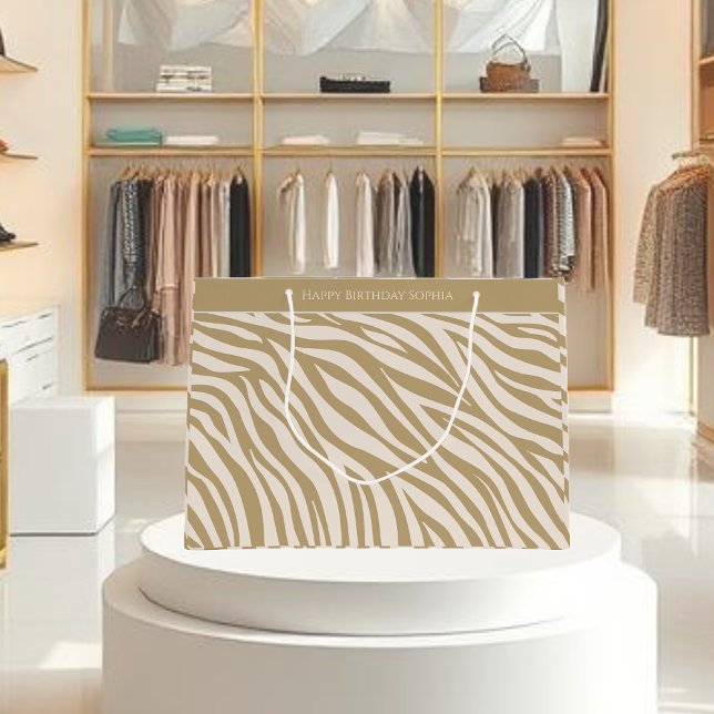 Zebra Print-Beige- Große Geschenktüte (Zebra Print-Beige- Large Gift Bag)